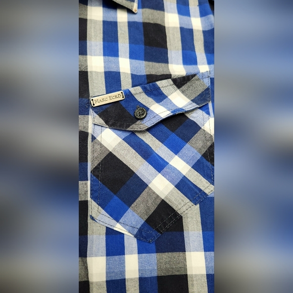 ✂️💀Y2K Marc Ecko Cut & Sew Men’s 💀✂️ Short-Sleeve Button-Up Shirt Size Medium - Picture 6 of 9